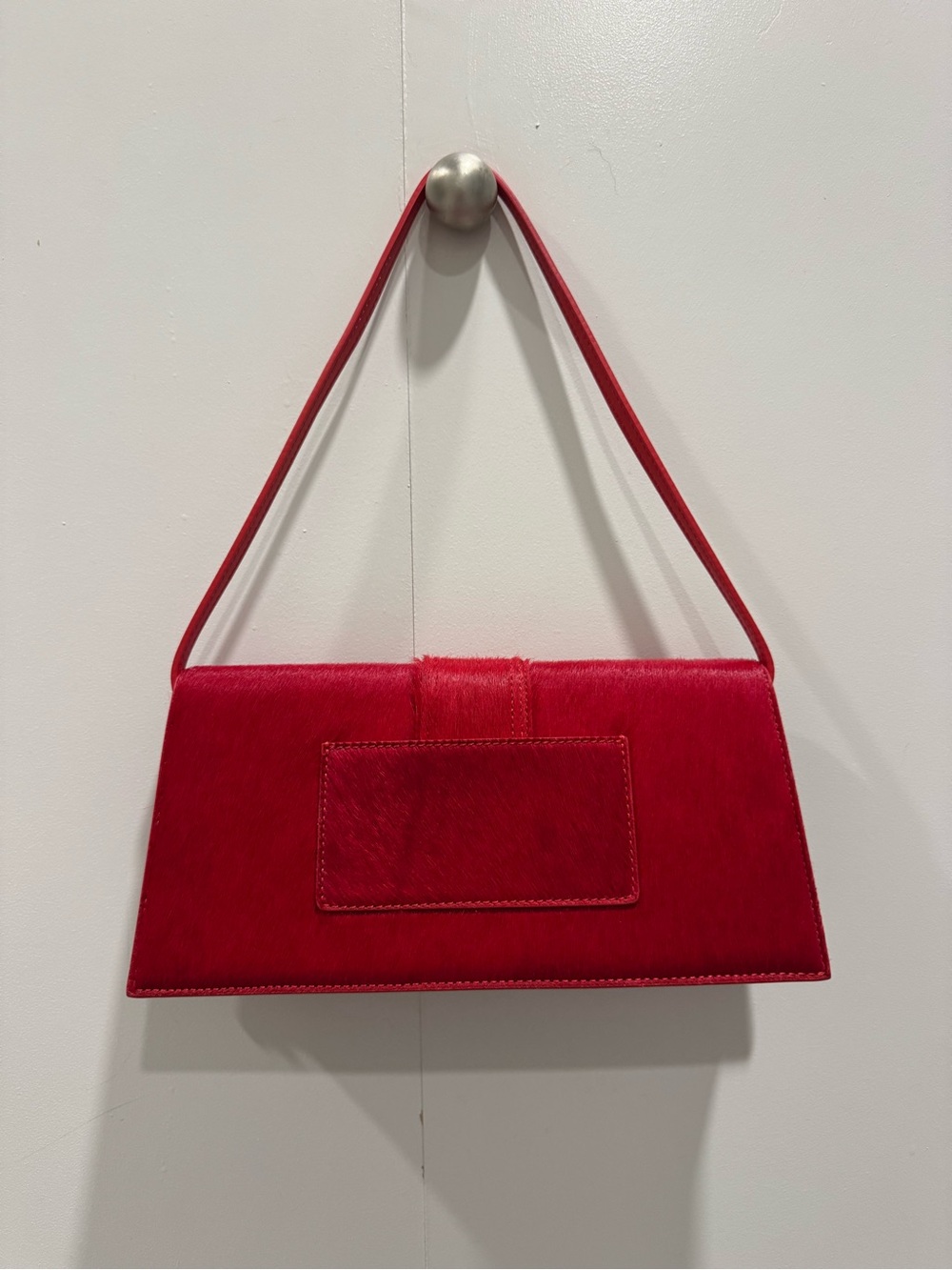 Jacquemus Red Pony Hair Le Bambino Long Shoulder Bag LIKE NEW! - Picture 2 of 4